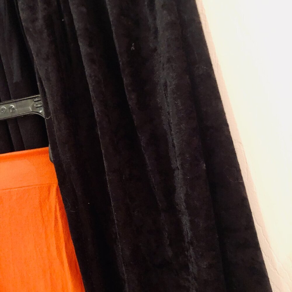 [Women Witch One-Size] Halloween Costume Set Velvet Cape Orange Tights Hat Clip - Picture 5 of 6